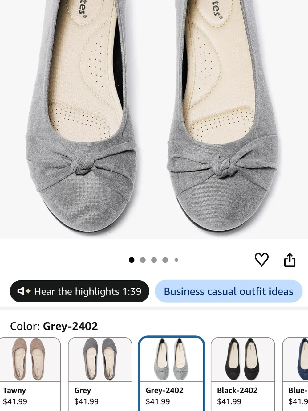 Mossimo Supply Co. Gray Knot-Front Ballet Flats